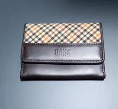 DAKS ダックス 小銭入 コインケース ダークブラウンレザー＆チェック 未使用