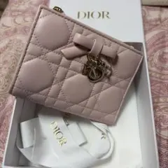 DIOR カナージュ 二つ折り財布 ピンクのサムネイル