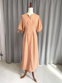 KBF ドロストスリーブウエストタックワンピース