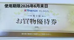 ヤマダ電機株主優待　お買い物優待券　10枚綴 （使用期限2026年6月末日）