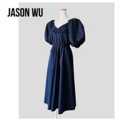 新品 7万 JASON WU パフスリーブ 紺 ワンピース コットン US 2のサムネイル
