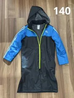 adidas フード付きベンチコート 黒/青⭐︎140