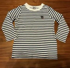 ダブルB ミキハウス ロンT 90 ボーダー 紺×白 クマ刺繍 長袖シャツ