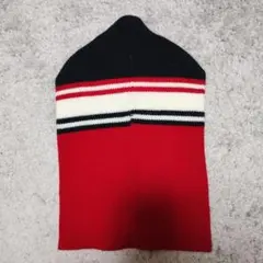 赤黒白ストライプニット帽