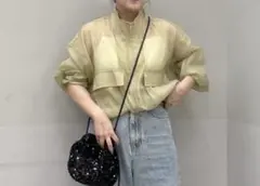 イエロー ジップアップ シャツ 長袖