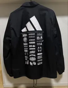 adidas ナイロンコーチジャケット 裏地メッシュ 黒 サイズ表記O（XL）