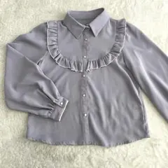 INGNI フリル付きグレー長袖シャツ