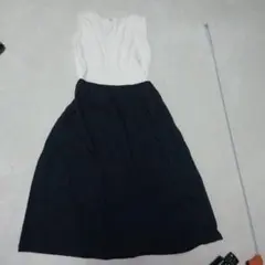 CRAFT ノースリーブワンピース ホワイト×ブラック