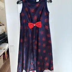 花柄ノースリーブドレス（ネイビー/赤） 150cm
