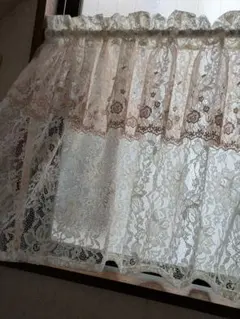 レースカフェカーテン♡オフホワイト＆ベージュレース♡53✕100✕2枚組