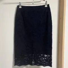 美品　 サイズM GU ネイビー レース タイトスカート ひざ丈