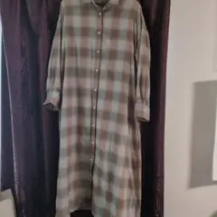Lugnoncure ブラウン系チェック ロングシャツ