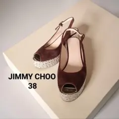 美品　JIMMY CHOO ジミーチュウ　サンダル38 ウェッジソール　スエード