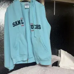 SAN LUCAS ロゴ ジップアップ パーカー ライトブルー