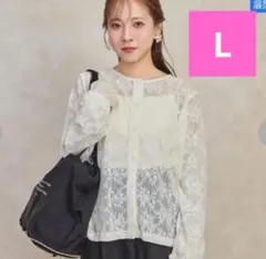 【新品タグ付】しまむら yumi レースカーディガン 白 ホワイト L