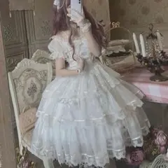 ゴスロリ　懐古lolita ワンピース　ヘッドドレス　セット　ホワイト ゴスロリ 懐古lolita ワンピース ヘッドドレス セット ホワイト - メルカリ