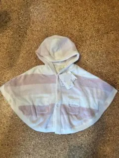 新品タグ付きgelatopique ジェラピケ　ボーダー　ピンク　ベビーポンチョ