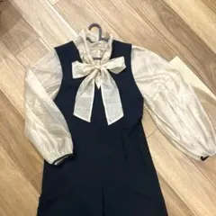 【新品タグ付】FRAY I.D リボンシアーブラウス　オールインワン　 Lサイズ