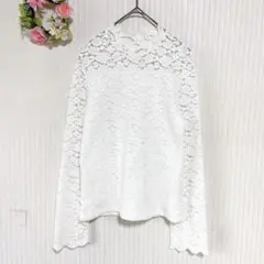 美品★ 【メイクレット】 総レース ブラウス シャツ (M相当) ホワイト 花柄