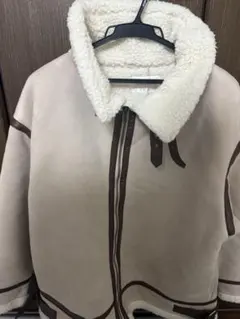 COLZA ベージュ スエード ボア ジャケッ