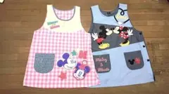 保育士 エプロン ミッキー&ミニーM―L２枚セットサイドボタン