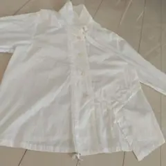 慈雨 センソユニコ シワ加工 長袖変形ブラウス ドローストリング付き タグ付き新品 慈雨 センソユニコ シワ加工 長袖変形ブラウス