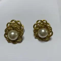 ビンテージ風 ゴールド パール イヤリング