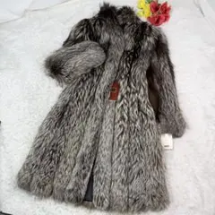 タグ付き サガフォックス シルバーフォックス ロングコート 本毛皮 なめし柔らか