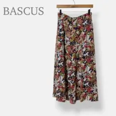 【BASCUS】花柄 ロングフレアスカート M マルチカラー Aライン　総柄