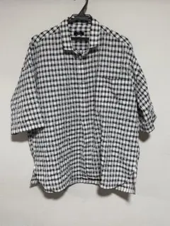 URBAN RESEARCH 半袖　ギンガムチェック　シャツ　L シワ加工