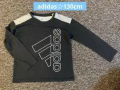 adidas アディダス　長袖カットソー ロンT 130cm 黒/グレー