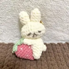 ＊もちもちうさぎと苺（大）のあみぐるみキーホルダー＊のサムネイル