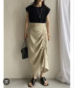 She’s Closet♡ギャザーリボンフロントスリット　シャーリングスカート