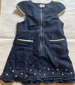 女の子 デニム ジップアップジャンバースカート 110cm