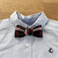 ハンドメイド　キッズ　蝶ネクタイ　リボンブローチ　ブラック系　オーバーチェック