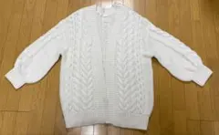 GU ケーブル編みカーディガン XXL ホワイト ビックサイズ