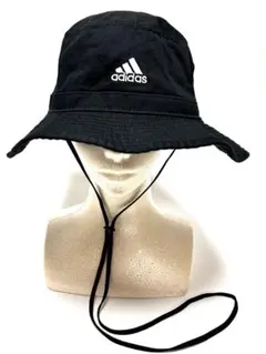 美品 アディダス 帽子 ハット adidas サファリハット 黒 紐付き