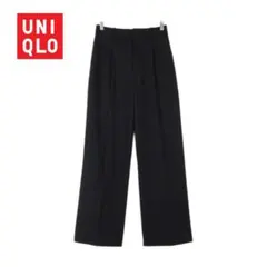 ユニクロ UNIQLO 24AW タック ワイドパンツ221-464886M黒