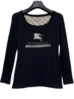 匿名発送　美品　バーバリーブルーレーベル　ロゴカットソー　ダメージプリント　38