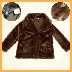 【美品】 H&M フェイクファー コート ブラウン a90のサムネイル
