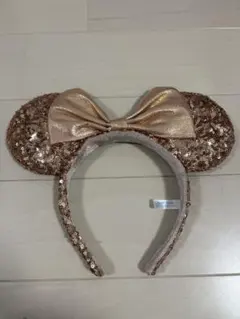 【美品】ディズニー ミッキー耳カチューシャ ピンクゴールド クリスマス