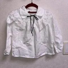 ホワイト レース襟 長袖シャツ