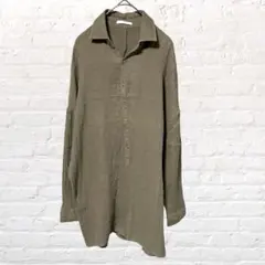 12498 PSC ダブルガーゼ パジャマ サロペットカーキ ルームウェア 古着