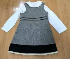 100cmフォーマルワンピース( グレー) 襟付きブラウスセット