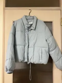 ライトブルー ショート丈ダウンジャケット