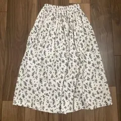 レディース　花柄スカート　フレア　膝下ロング