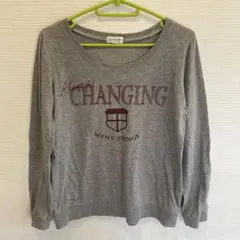 LEPSIM 長袖Tシャツ　カットソー　ロゴ入り　グレー　綿100% Lサイズのサムネイル