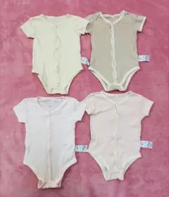 バースデイ　半袖　肌着　ロンパース　70サイズ　ベージュ　ピンク