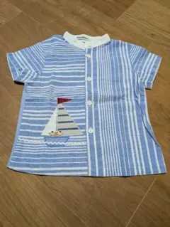 familiar ストライプ ボート刺繍 Tシャツ 90cm