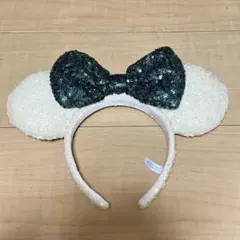ディズニー ミニー スパンコール カチューシャ ホワイトとグリーン